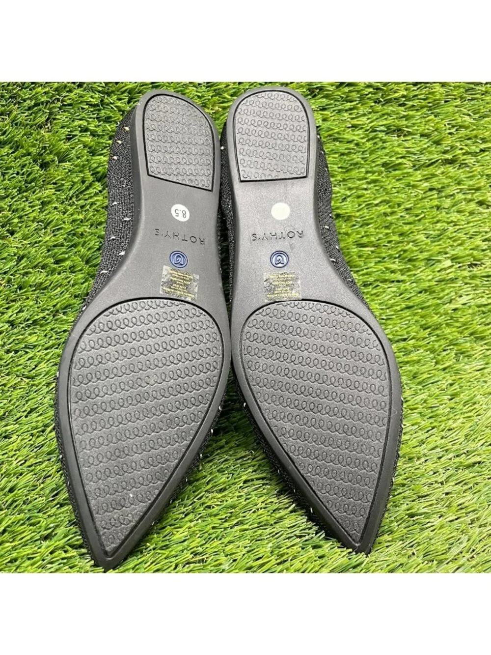 Rothy's The Point Womens Size 8.5 Black Blue Casual Classic Slip On Ballet Flats